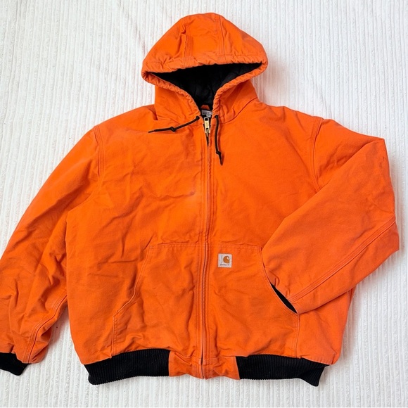 Carhartt Other - Carharrt J140 Duck Canvas Hooded Blaze Orange Active Jacket | Size XL